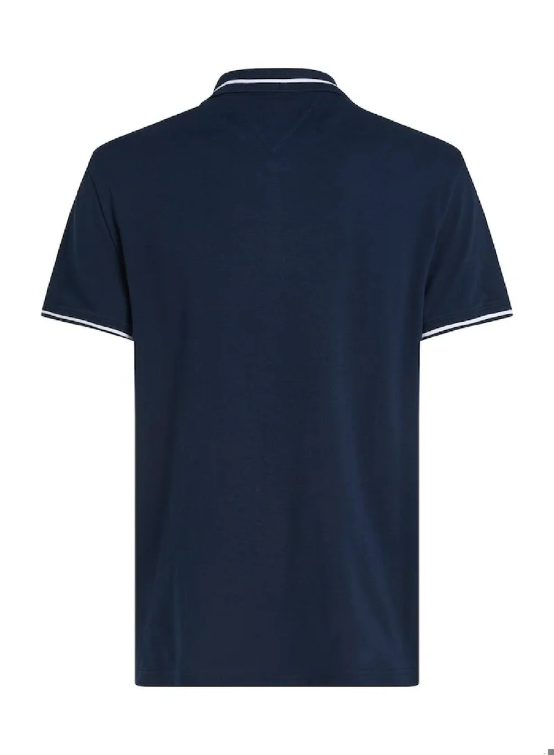 TOMMY JEANS Men's Regular Tipping Polo - Cotton, Blue