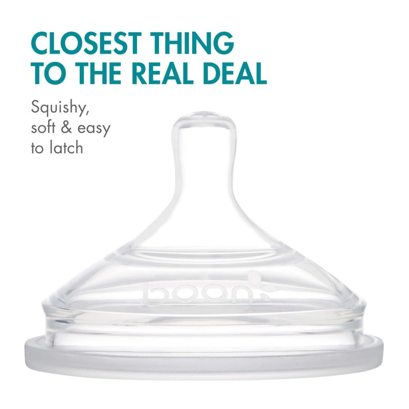 بون Boon Nursh Silicone Baby Bottle Nipples - Bottle Nipples for Boon Nursh Baby Bottles - Baby Bottle-Feeding Supplies - Fast Flow Baby Bottle Nipples - 3 Count - Image 3