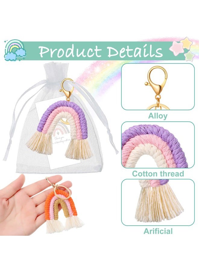 Nosiny Mini Rainbow Macrame Keychains Favors Organza Bags Thank You Tags for Birthday Bridal Baby Shower Wedding Guest Gifts Bohemian Hippie Party Supplies (8 Set) - Image 3