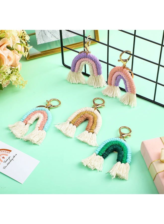 Nosiny Mini Rainbow Macrame Keychains Favors Organza Bags Thank You Tags for Birthday Bridal Baby Shower Wedding Guest Gifts Bohemian Hippie Party Supplies (8 Set) - Image 4