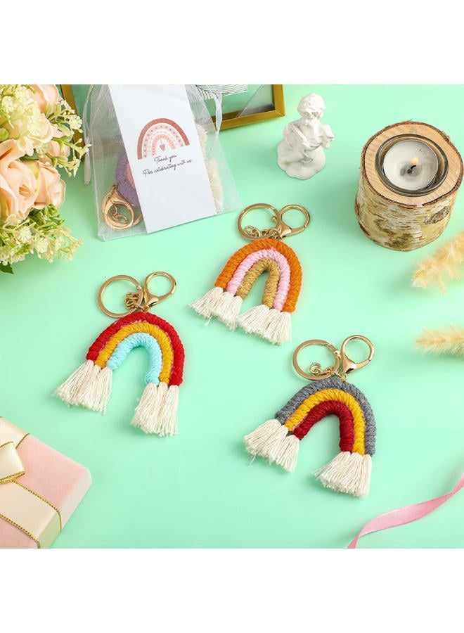 Nosiny Mini Rainbow Macrame Keychains Favors Organza Bags Thank You Tags for Birthday Bridal Baby Shower Wedding Guest Gifts Bohemian Hippie Party Supplies (8 Set) - Image 5