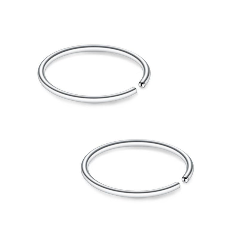 SCERRING 12PCS 22G Stainless Steel Fake Nose Septum Hoop Rings Lip Helix Cartilage Tragus Ear Ring Piercing 6mm - Silver - Image 3