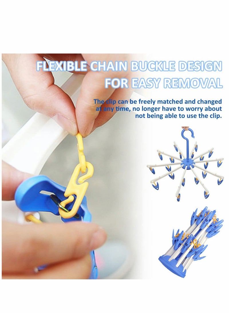SYOSI Foldable Clip Hangers with 20 Drying Clips 2Pack Underwear Hanger Plastic Laundry and Drip for Socks Lingerie Clothes Sturdy Blue - Image 5