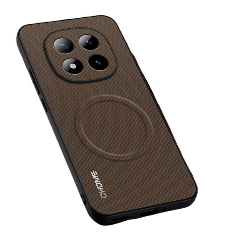 LS Leather Texture MagSafe Case for Redmi Note 15 with Drop Protection and Strong Magnetic plus Shockproof plus CD Pattern in Elegant Brown - Image 1
