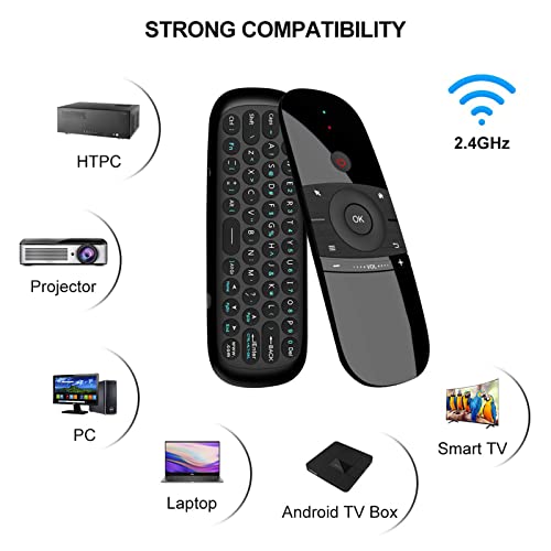 WeChip W1 Universal TV Remote Air Mouse, Wireless Keyboard Fly Mouse 2.4GHz Connection Air Remote Keyboard Mouse for Android TV Box/PC/Smart TV/Projector/HTPC/All-in-one PC/TV (w1) - Image 2