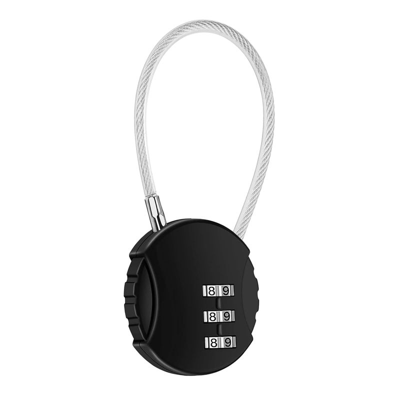 NFI essentials Stainless Steel Small 3 Digit Combination Padlock Locks for Home Office Hotel Doors, Travel Suitcases Luggage Briefcase Bag Number Lock Safe Security (Black) - Image 1