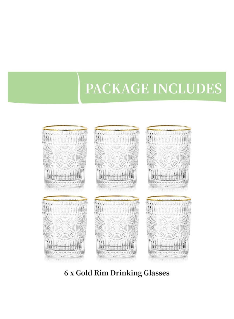 NIBEMINENT طقم أكواب شرب من الزجاج والماء، 4 قطع من أكواب الكريستال العتيقة، كوب زجاجي، لمشروبات القهوة والعصائر والمرطبات وحفلات العشاء والمطاعم والمنزل - Image 4