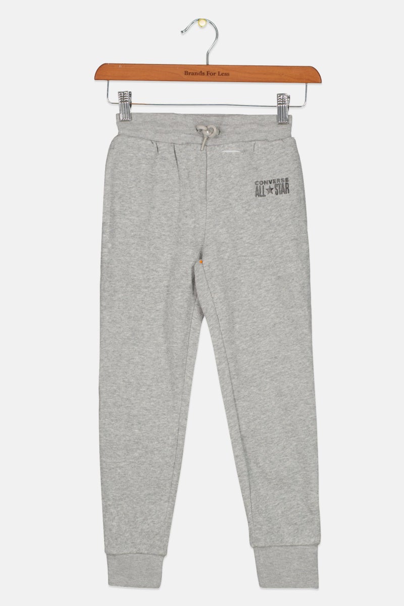 CONVERSE Kids Girl Drawstring Brand Logo Jogger Pants, Heather Grey - Image 1