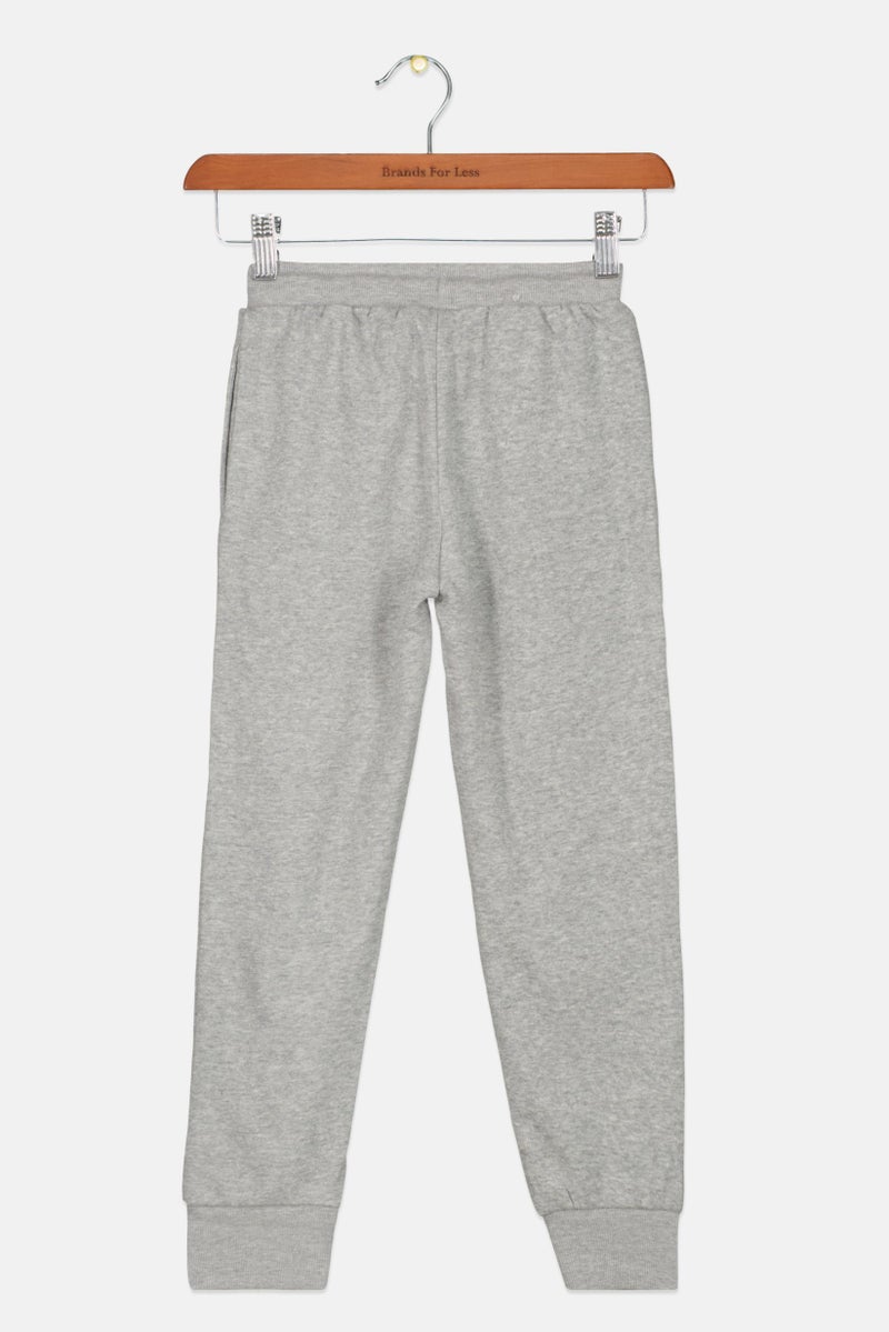 CONVERSE Kids Girl Drawstring Brand Logo Jogger Pants, Heather Grey - Image 2