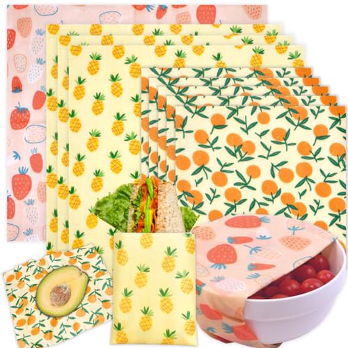 BYTTME Reusable Beeswax Wrap - 9 Pack Beeswax Wraps for Food, Eco-Friendly Beeswax Food Wraps, Bread Sandwich Food Wrap - Organic, Sustainable, Zero Waste, Plastic-Free Food Storage, 1XL, 3M, 5S - Image 1