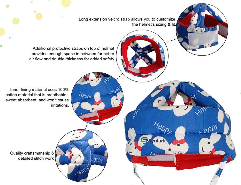 PSEUDO Baby Toddlers Kids Child Head Back Safety Protector Pad Cushion Pillow with Straps (Happy RoyalBlue) - Image 3