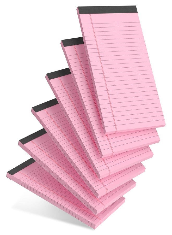 AILZFEI 6pcs Small Note Pad 5x8 College Ruled Pink Legal Pads Paper Notepads 6 Pack Clear Print Writing Pads 5 x 8 Legal Pads Perforated Narrow Ruled Pads of Paper Pink - Image 1