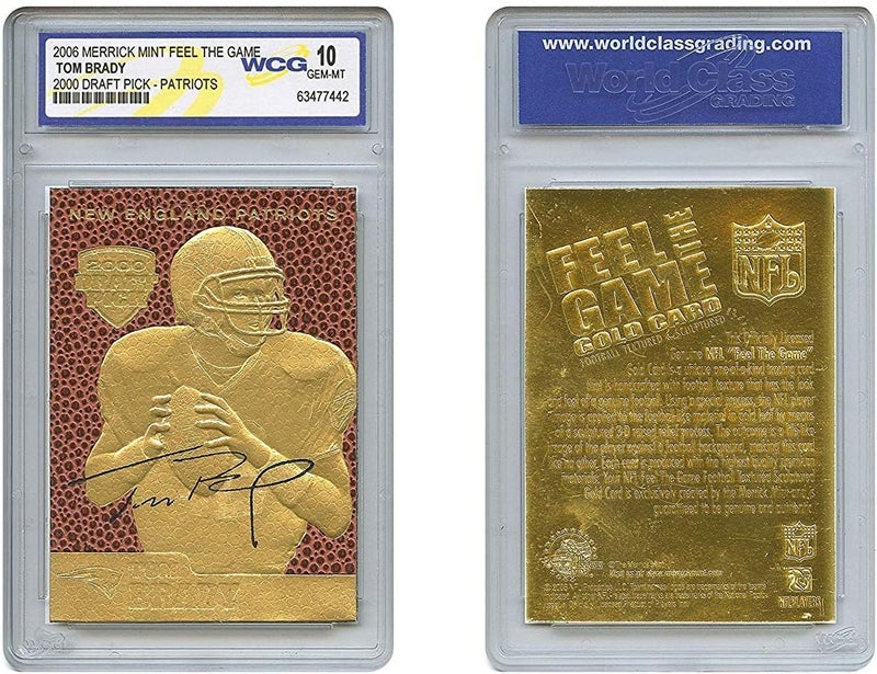 TOM BRADY 2000 Draft Pick FEEL THE GAME Gold Card Rookie - Graded GEM MINT 10