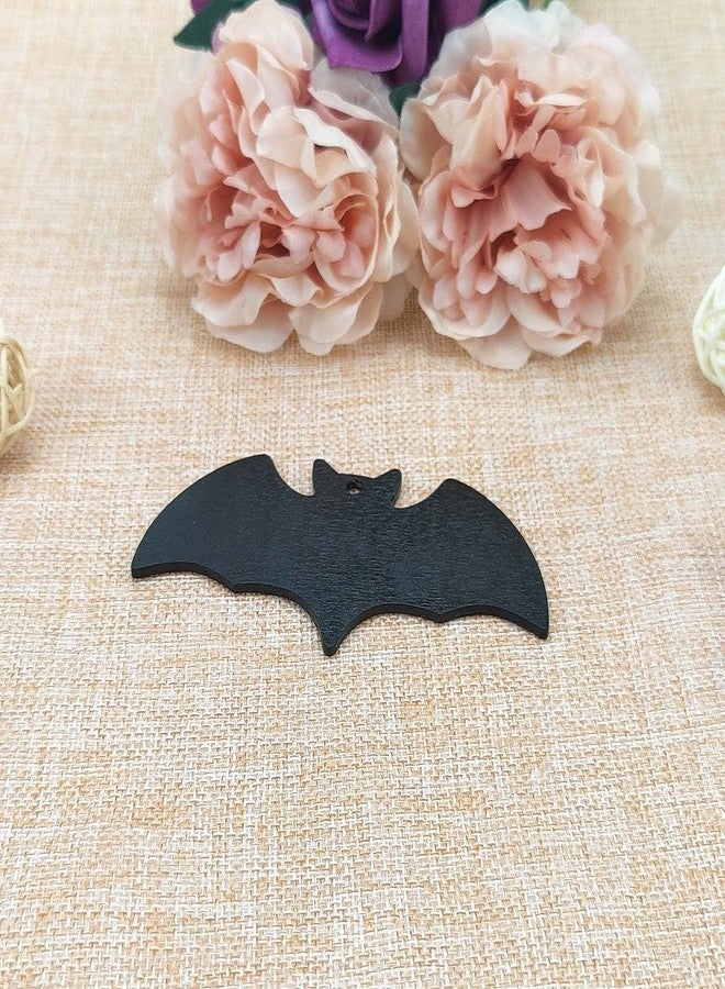 JANOU 20pcs Black Bat Shape Wood Crafts DIY Cutouts Wooden Hanging Tags Ornaments with Ropes for Halloween Holidays Party Decoration, 4x2 Inch - Image 4
