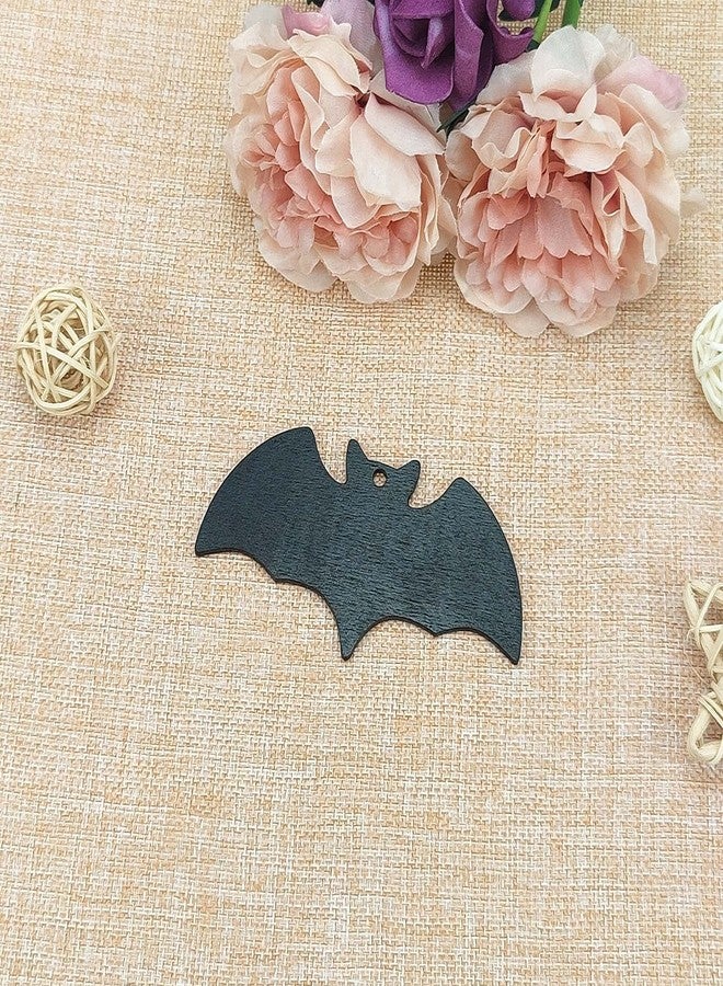 JANOU 20pcs Black Bat Shape Wood Crafts DIY Cutouts Wooden Hanging Tags Ornaments with Ropes for Halloween Holidays Party Decoration, 4x2 Inch - Image 5