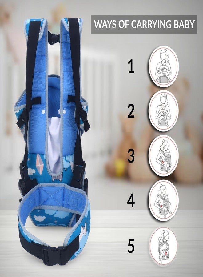Laee Cute Baby Carrier Bag – Soft & Comfortable Baby Carrying Sling with Printed Design, Adjustable Straps, Front & Back Carry for Newborns & Toddlers (Sky Blue) - Image 3