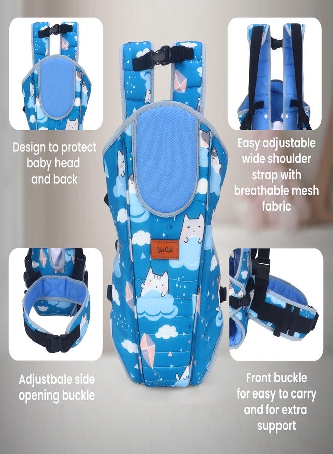 Laee Cute Baby Carrier Bag – Soft & Comfortable Baby Carrying Sling with Printed Design, Adjustable Straps, Front & Back Carry for Newborns & Toddlers (Sky Blue) - Image 4