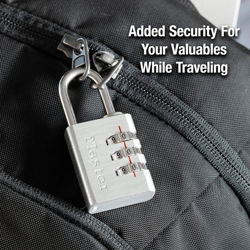MasterLock Set Your Own Combination Aluminum Lock, Small Lock for Backpacks, Cabinets, or Zippers with 3-Digit Code,1-3/16 Inches Wide, 630D - Image 1