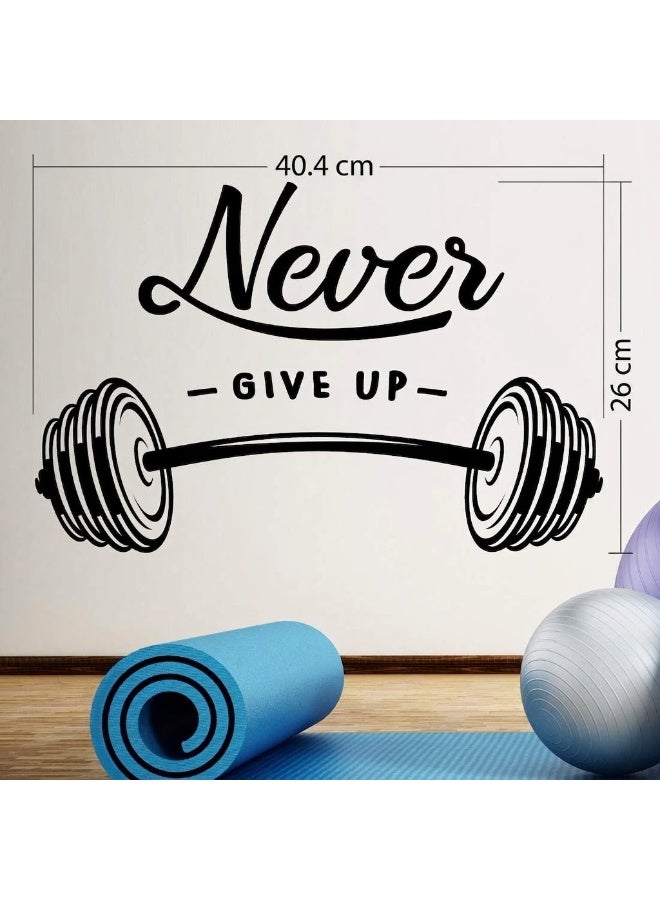 دروبلايت ملصق حائط "لا تستسلم أبداً" (Never Give Up) - ملصق فينيل تحفيزي للصالة الرياضية المنزلية بتصميم عبارة ملهمة؛ ملصق لاصق قابل للإزالة ومناسب للتدريب، سهل التركيب بنفسك - Image 2