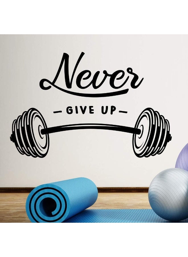 دروبلايت ملصق حائط "لا تستسلم أبداً" (Never Give Up) - ملصق فينيل تحفيزي للصالة الرياضية المنزلية بتصميم عبارة ملهمة؛ ملصق لاصق قابل للإزالة ومناسب للتدريب، سهل التركيب بنفسك - Image 1