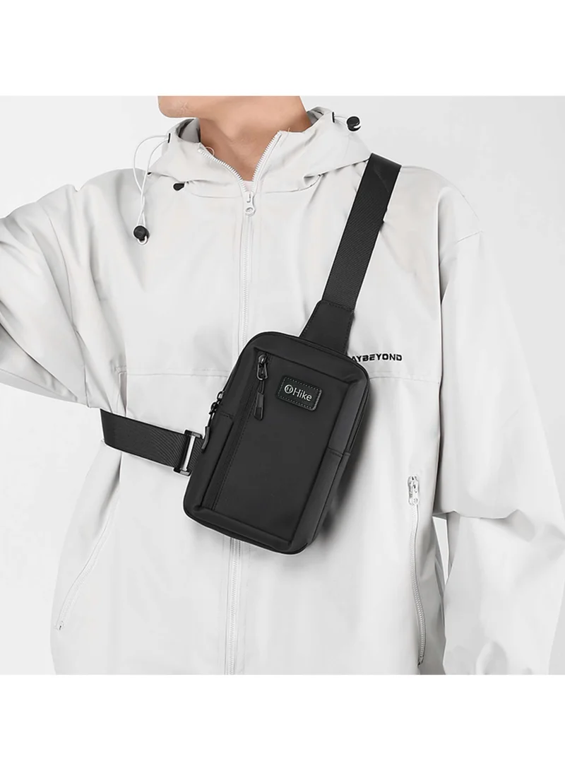 هايك Hike Unisex Cross Body Chest Bag Synthetic Water-Resistant Scratch Resistant Small Shoulder Sling Bag for Business Travel Outdoor Shopping, HK9004- BLAKC