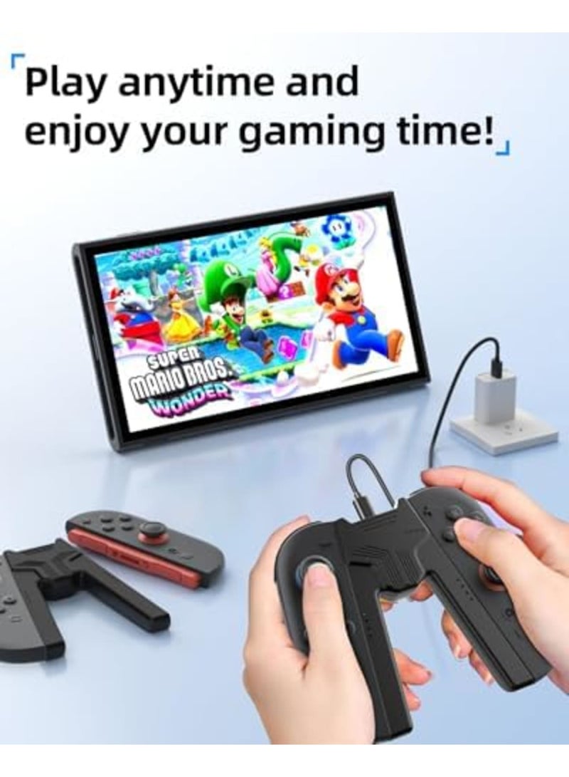 SYOSI Charging Grip for Switch 2 Controllers - Ergonomic V-Controller Stand with USB-C Cable and LED Indicator for Fast Charging While Playing – Compatible with Switch2 (Model 2025,Black) - Image 2