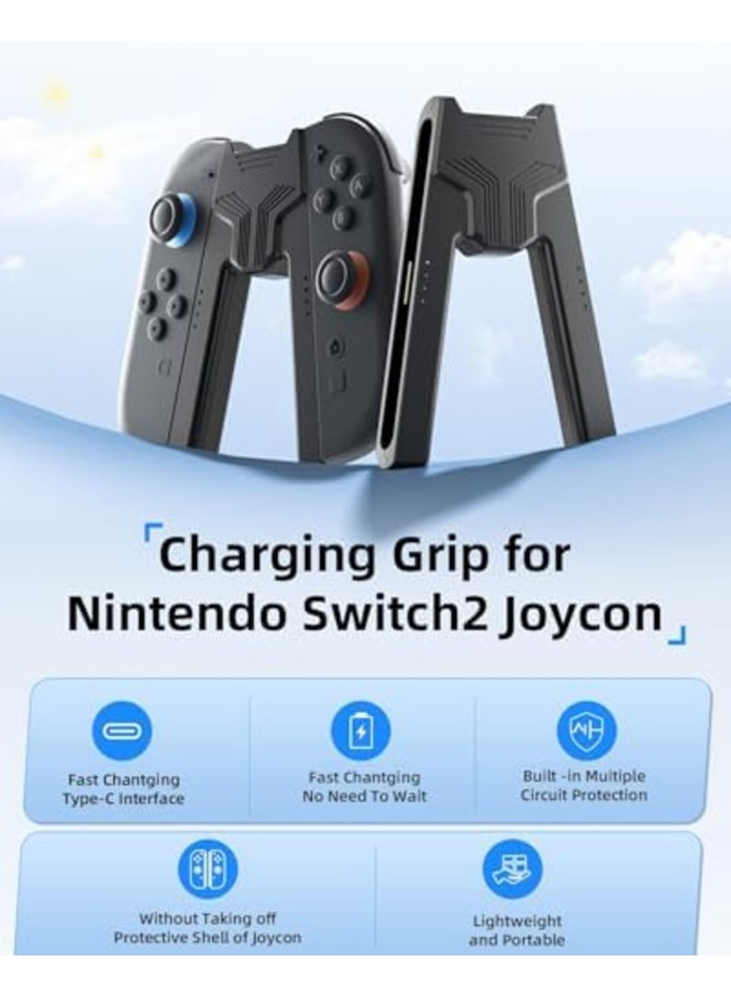 SYOSI Charging Grip for Switch 2 Controllers - Ergonomic V-Controller Stand with USB-C Cable and LED Indicator for Fast Charging While Playing – Compatible with Switch2 (Model 2025,Black) - Image 3