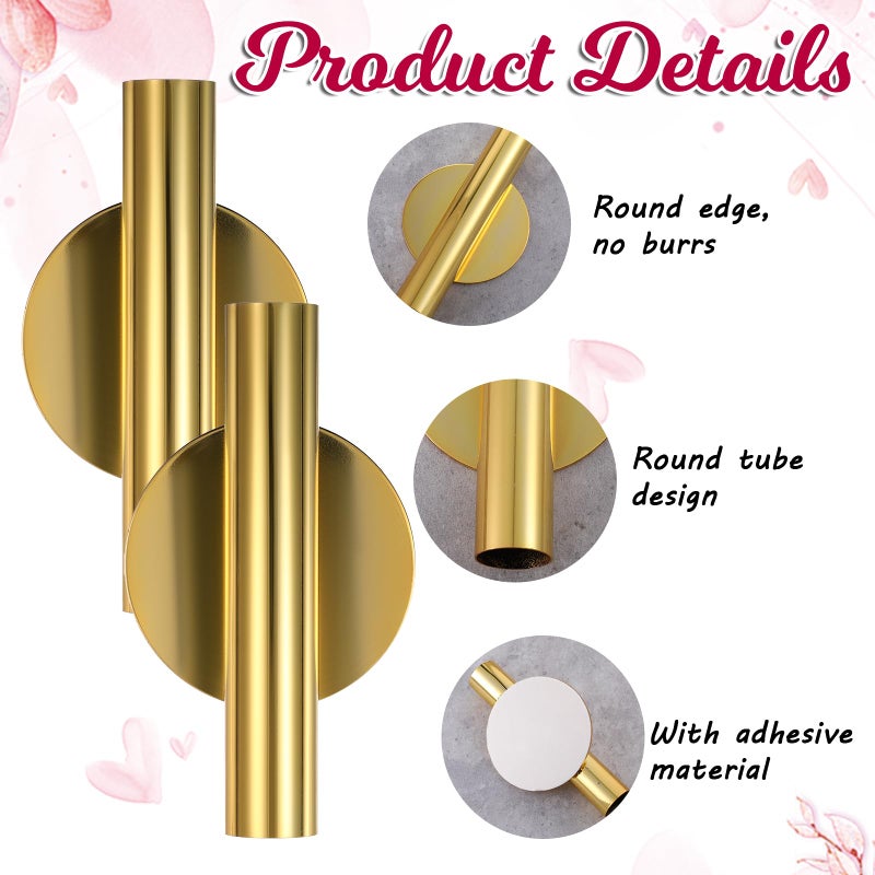 Zyghjort 2 PCS Wall Vases for Flowers, Gold Flower Vase Metal Hanging Plant Holder Small Gold Vase Flowers Tube Wall Planter Hanging Vase for Modern Home Decor Display Dried Faux Flower Fake Flower - Image 4