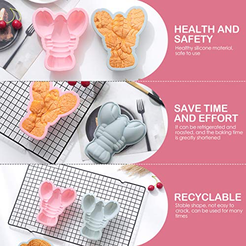 Hemoton 2pcs Lobster Shaped Cake Soap Silicone Mold Crayon Cake Jello Chocolate Cookies Candy Mold for Baking - Image 2