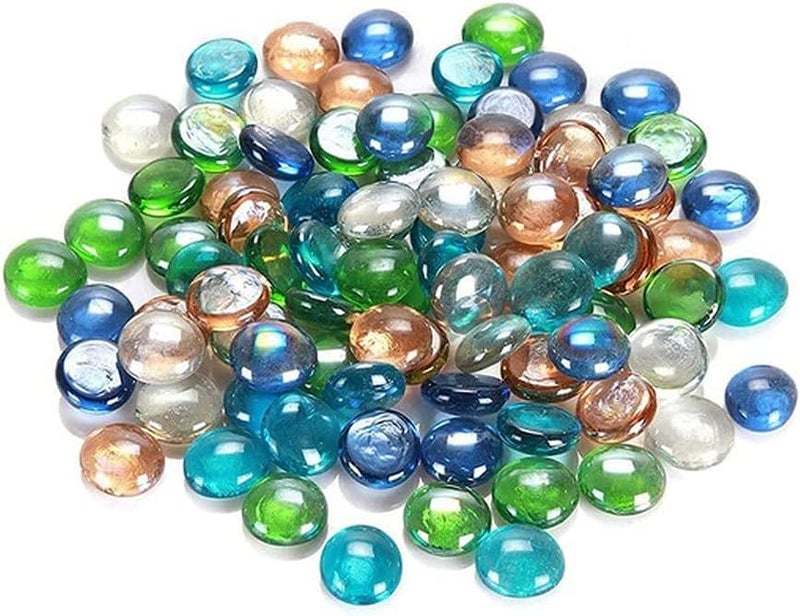 OhhSome 500GM Multi Colour Glass Decorative Pebbles Stones for Outdoor Garden Aquarium & Vase Fillers (STONE-51-[500GM]TRANS|GLASS|MIX|10716OB$) - Image 1