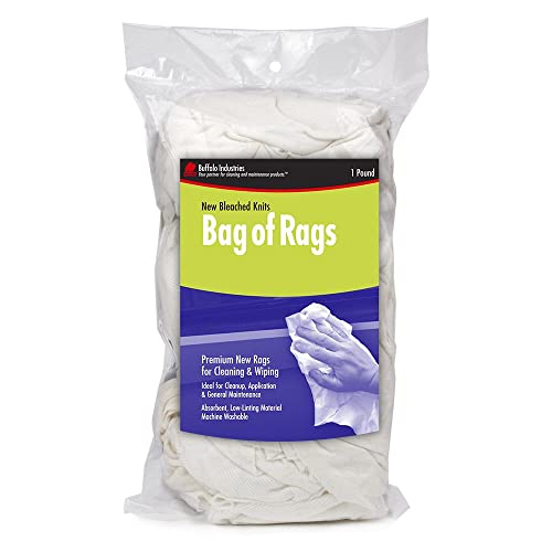 Buffalo Industries (60200) New White Bleached Knit Rags, 1 lb. box - All-Purpose Wiping, Cleaning, Polishing, Medium-Weight T-shirt Material, Washed and Bleached for Super Absorbency and Low-Linting - Image 2