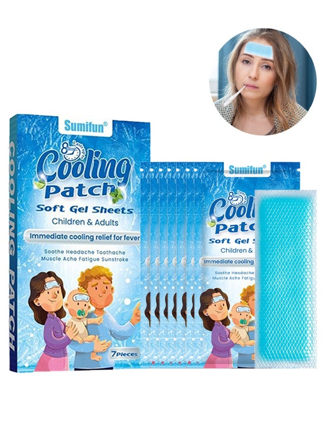 Sumifun 7 Pack Cooling Patch, lmmediate Cooling Relief for Fever, Soothe Headache Toothache Muscle Ache Fatigue Sunstroke, Cooling Gel Forehead Strips Cold Patches, Children u0026 Adult Use, Summer Essentials - Image 1