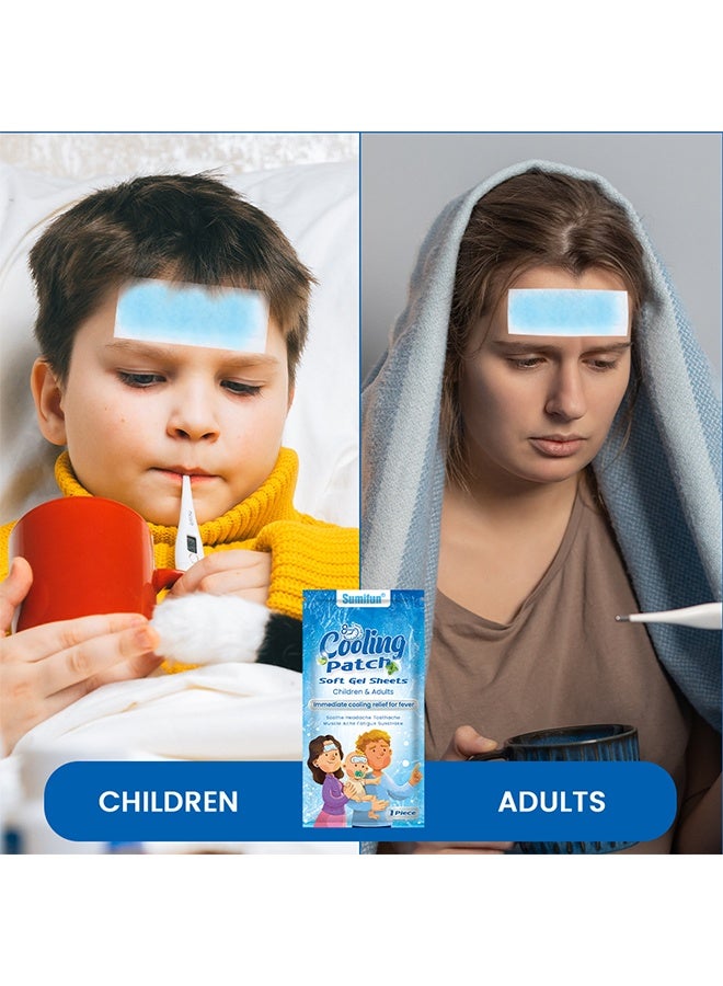 Sumifun 7 Pack Cooling Patch, lmmediate Cooling Relief for Fever, Soothe Headache Toothache Muscle Ache Fatigue Sunstroke, Cooling Gel Forehead Strips Cold Patches, Children u0026 Adult Use, Summer Essentials - Image 3