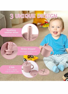 Excefore Silicone Sippy Cups for Baby, Sippy Cup & Snack 2-in-1 Container for Toddlers  - Image 5