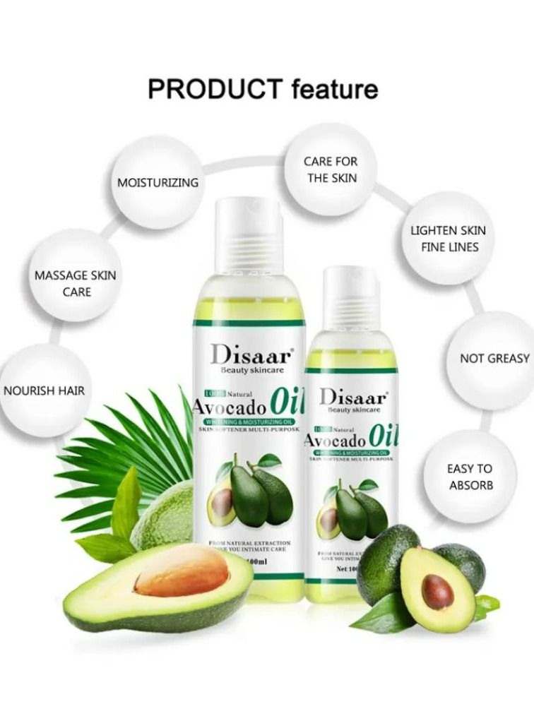ديسار زيت الأفوكادو المرطب والمغذي، زيت أساسي عضوي لتبييض الجسم، قطعتين، 100 مل - Image 4