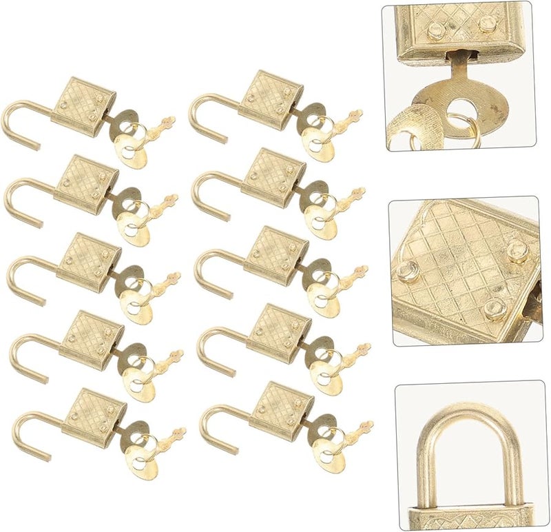 10 قطعة من أقفال الزنك السبائكية الذهبية المحمولة لأقفال السلامة للحقائب والمحافظ وأجهزة الكمبيوتر المحمولة - Image 3