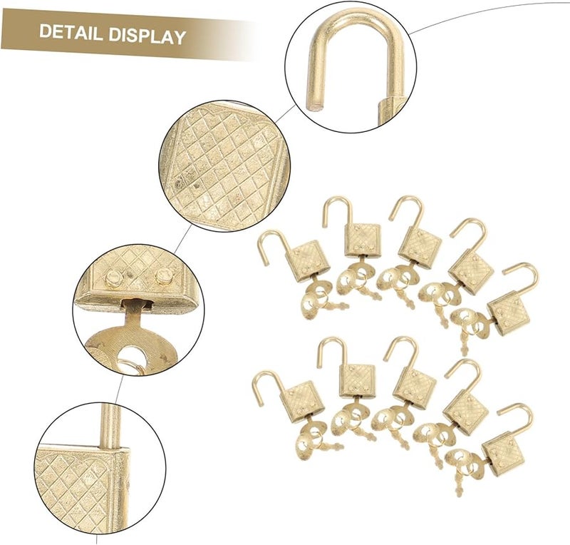 10 قطعة من أقفال الزنك السبائكية الذهبية المحمولة لأقفال السلامة للحقائب والمحافظ وأجهزة الكمبيوتر المحمولة - Image 5
