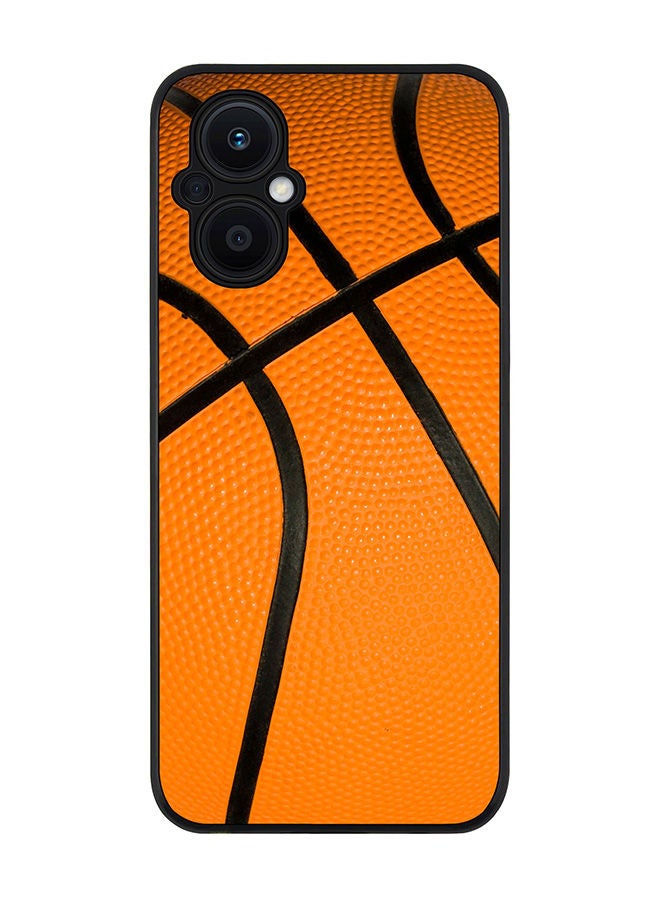 Stylizedd Rugged Black edge case for Oppo Reno7 Z  Slim fit Soft Case Flexible Rubber Edges Anti Drop TPU Gel Thin Cover - Basketball - Image 1