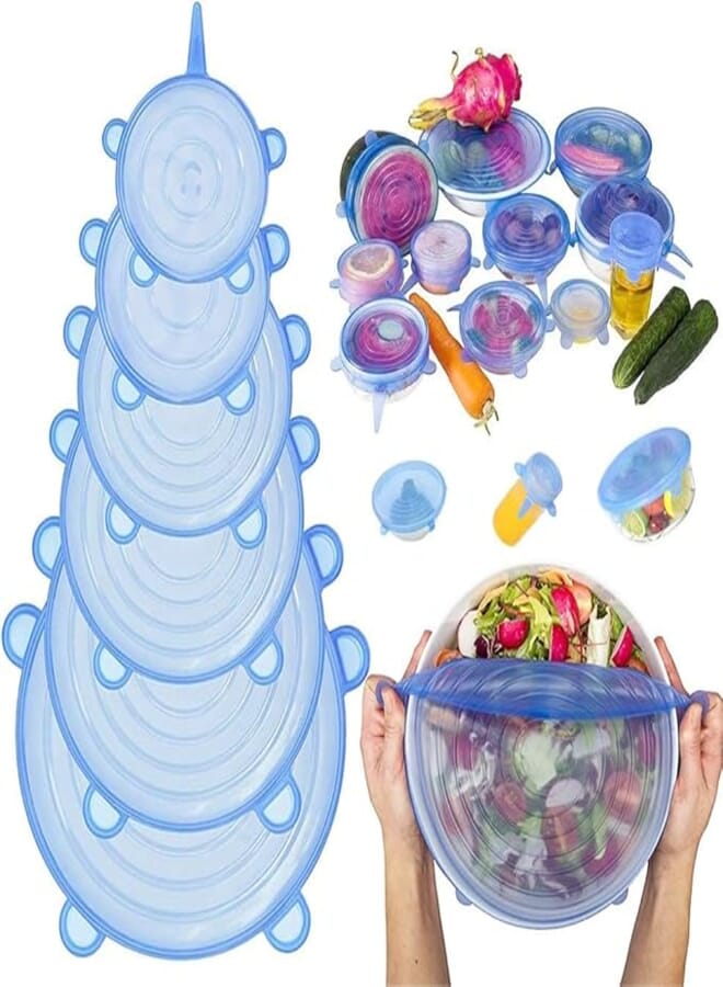 Generic Silicone Food Covers, 6 Pack Reusable Silicone Lids, Flexible Soft Durable for Most Dishes, Pots, Pans, and Pans, Keep Food Fresh, Multiple, Color Changing