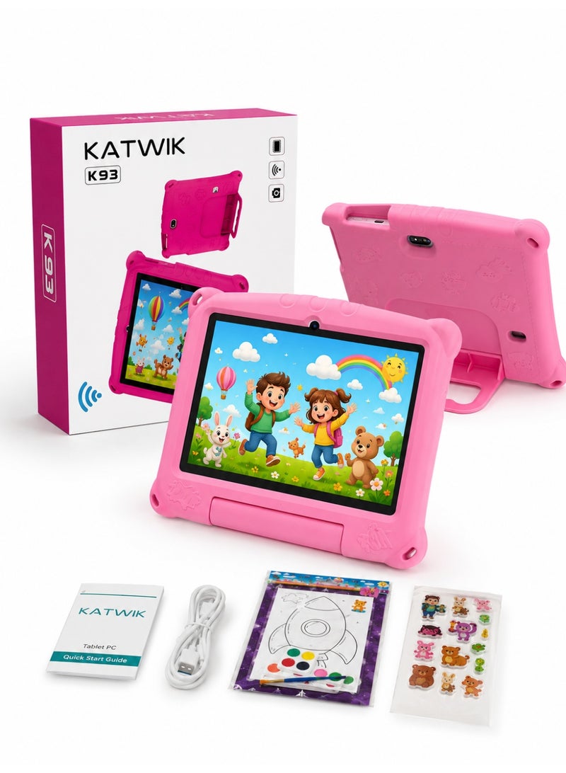 KATWIK K93 Kids Tablet 7-Inch WiFi Model With Protective Rubber Case, 13MP Rear Camera, AI Lens Flash, Type-C Charging, Learning & Entertainment Tablet For Kids - Image 2