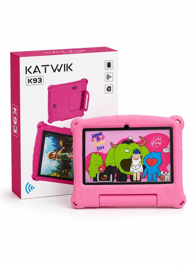 KATWIK K93 Kids Tablet 7-Inch WiFi Model With Protective Rubber Case, 13MP Rear Camera, AI Lens Flash, Type-C Charging, Learning & Entertainment Tablet For Kids - Image 1
