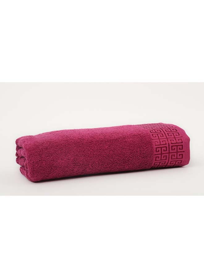 White Rose Towel GREEKY S - 500 GSM - 100% Cotton Terry - Jacquard Border- 1 Bath Sheet 80x160 cm- Luxury Touch - Extra Absorbent-Purple  - Image 3