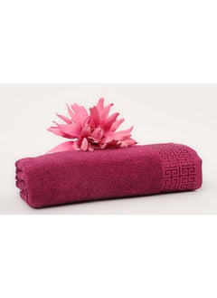 White Rose منشفة جريكي - 500 جرام/متر مربع - 100% قطن تيري - حافة جاكار - 1 منشفة استحمام 80x160 سم - لمسة فاخرة - امتصاص إضافي - بنفسجي  - Image 1