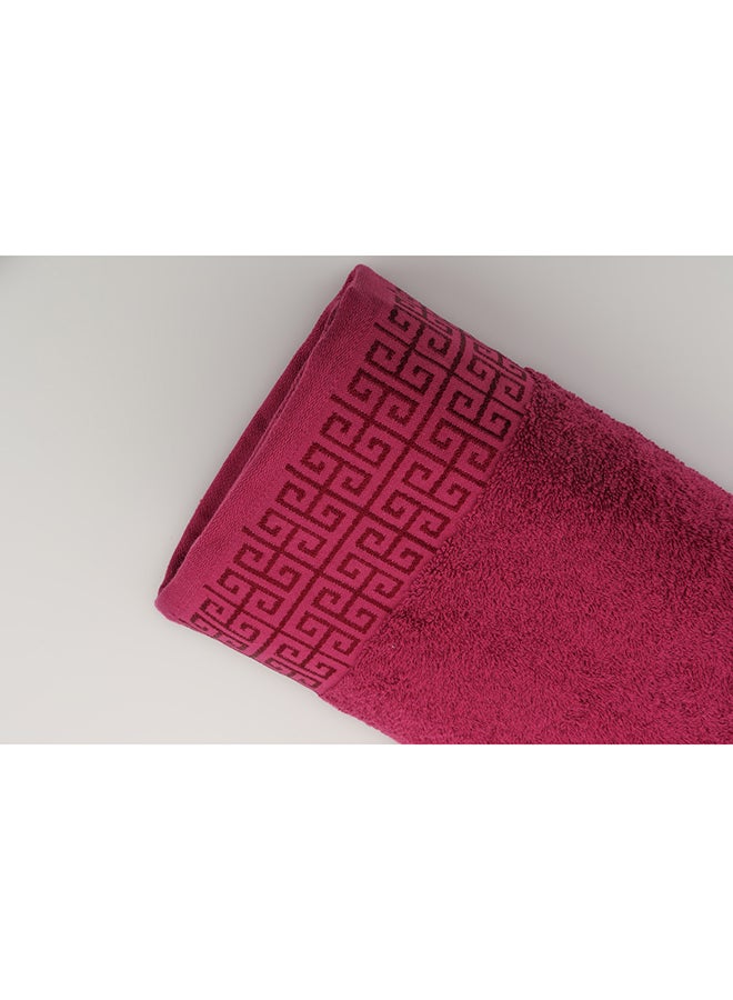 White Rose Towel GREEKY S - 500 GSM - 100% Cotton Terry - Jacquard Border- 1 Bath Sheet 80x160 cm- Luxury Touch - Extra Absorbent-Purple  - Image 5