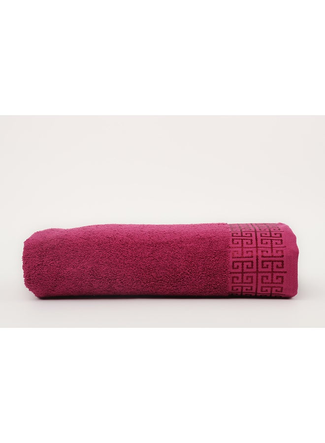 White Rose Towel GREEKY S - 500 GSM - 100% Cotton Terry - Jacquard Border- 1 Bath Sheet 80x160 cm- Luxury Touch - Extra Absorbent-Purple  - Image 2