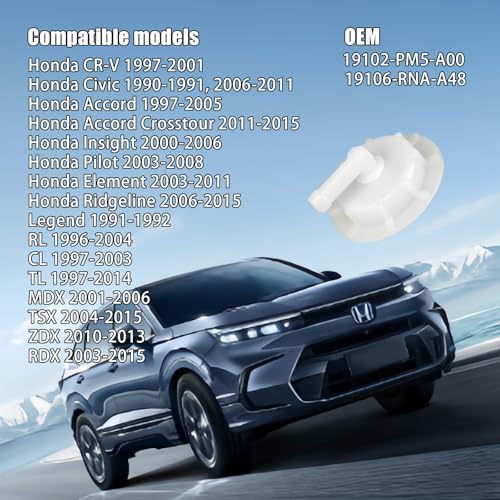 AMZAUTO Coolant Reservoir Cap 19106-RNA-A48 Engine Radiator Overflow Coolant Water Tank Cap White Radiator Overflow Tank Lid Replacement Fit for Honda Accord Civic Pilot Insight Element - Image 3