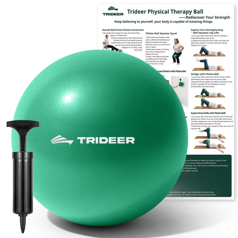 Trideer Exercise Balls Physical Therapy, 9 Inch Pilates Ball Between Knees for Physical Therapy, Mini Exercise Ball - Yoga Ball, Small Workout Balls for Core Strength and Back Support with Pump&Guide - Image 1