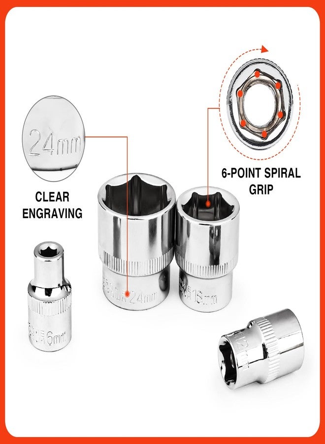 مجموعة مفاتيح ربط بمقبس سقاطة من إيغوفاين، 21 قطعة، مقاس 3/8 بوصة، مجموعة مفاتيح ربط بمقبس محرك مع 19 مقبسًا، ومقابس 6-24 مم ومقبض سقاطة سريع الفك ثنائي الاتجاه وقضيب تمديد - Image 4