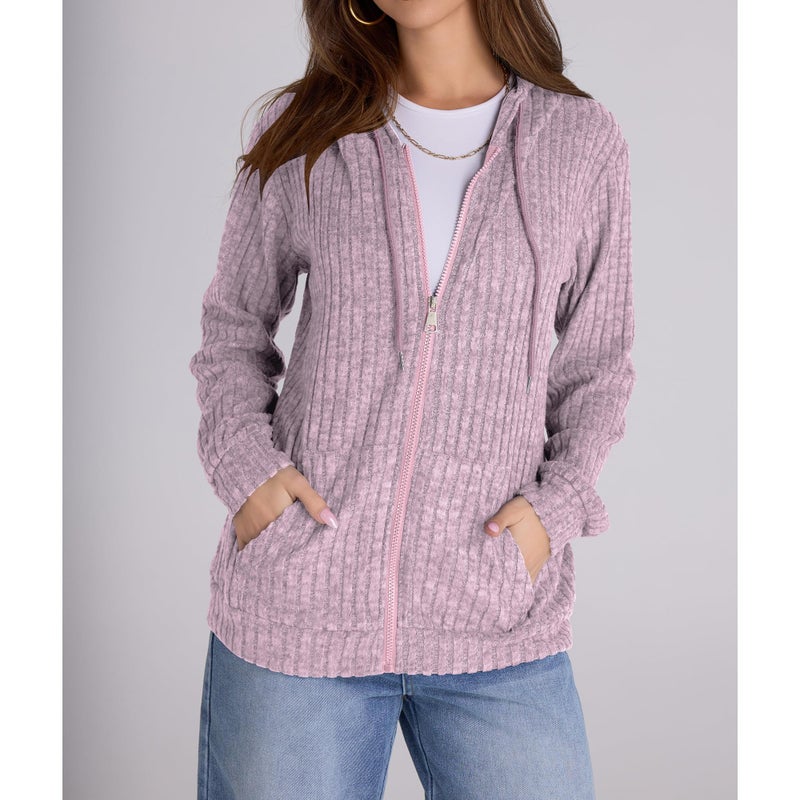 Witsmile Zip Up Hoodies for Women Long Sleeve Oversized Sweatshirts Basic Workout jacket Purple Pink - Image 2