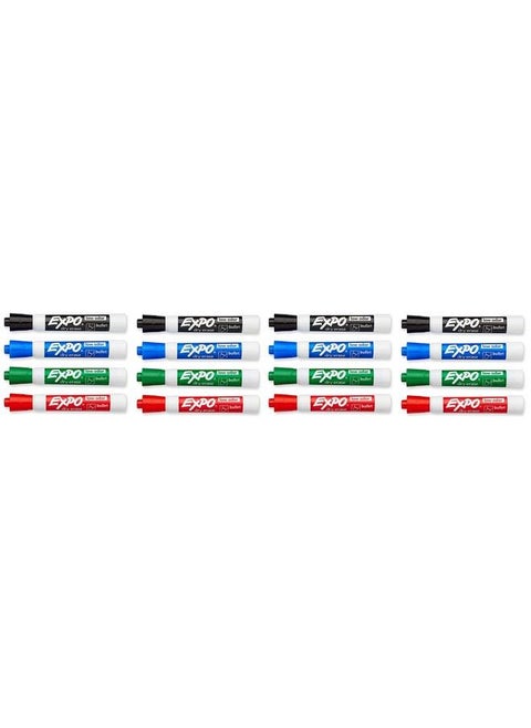 82074 Lowodor Dry Erase Markers Bullet Tip 4 Assorted Colors (Black Blue Green And Red) 4 Blisters Of 4 Markers Each Total 16 Assorted Color Markers